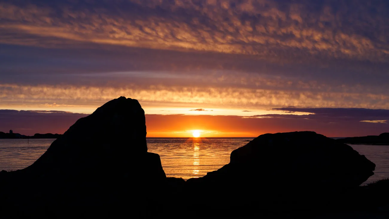 Orange sunset in the sea