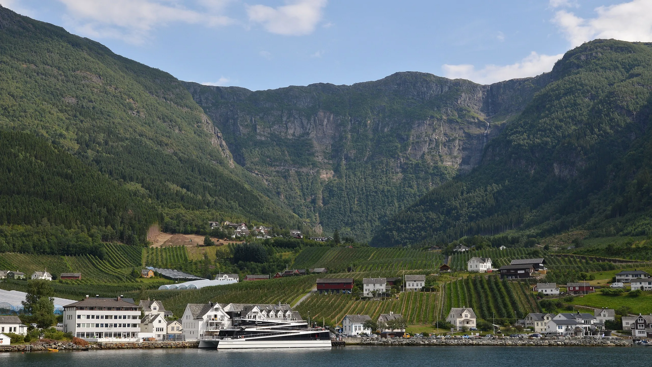 Panoramic view of the Hardangerfjord from above Lofthus