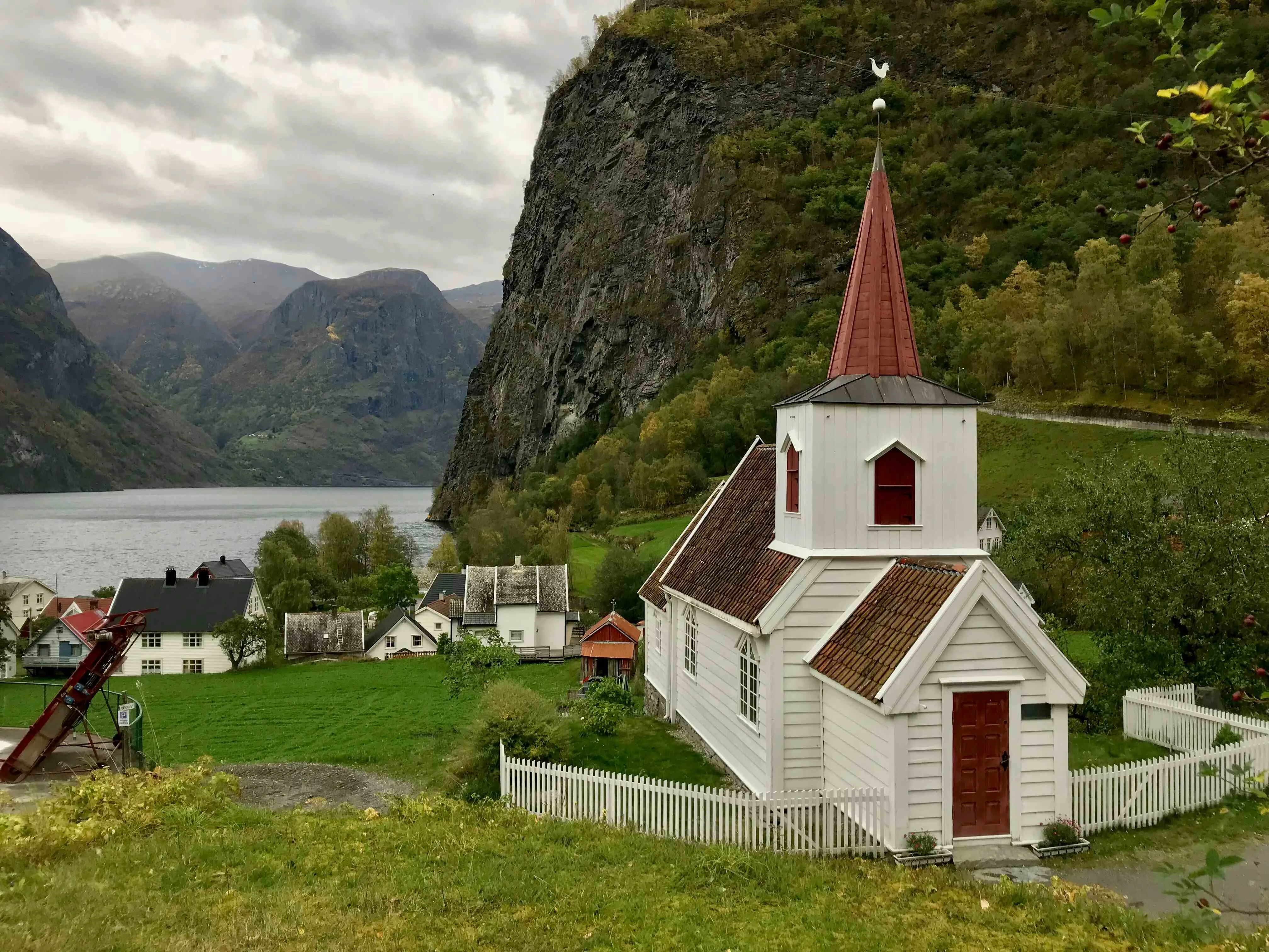 House near green mountains in Undredal